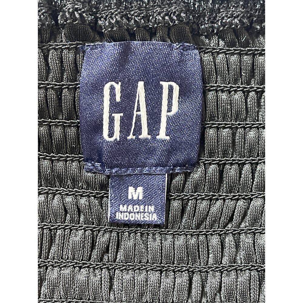 Gap Women's Black Long Sleeve Smocked Square Neck Peplum Blouse Top Size M - Picture 4 of 5